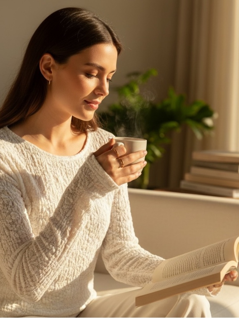 Old Navy Cream Crewneck Textured Knit Sweater